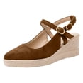 thumbnail image 6 of Modisza Pointed Closed Toe Wedge Sandals for Women Casual Slingback Suede Espadrilles Slip on Walking Shoes for Ladies Work size 8 Brown, 6 of 7