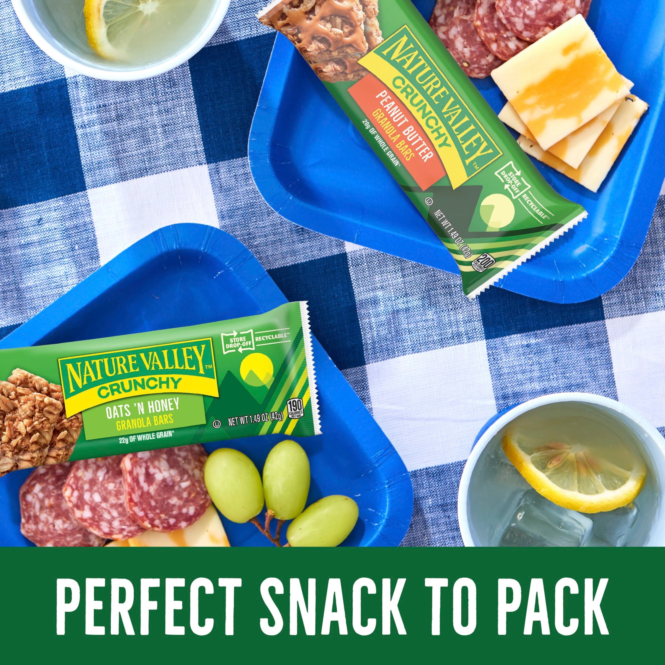 (3 pack) Nature Valley Oats 'N Honey and Peanut Butter Crunchy Granola Bars (24 Pouches)