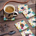 thumbnail image 3 of Inkdotpot Set of 6 Drink Coasters Easy Clean 4-inch SquareCoastersCork Base-Reusable- Birds, 3 of 8