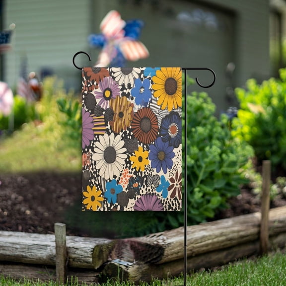 Yayeee Garden Flag 12"x18" Double Sided Outdoor Yard Lawn Holiday Decorations, Beige Flowers