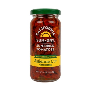 California Sun Dry, Sun-Dried Tomatoes in Oil with Herbs, Julienne Cut, 8 oz Jar, Gluten Free