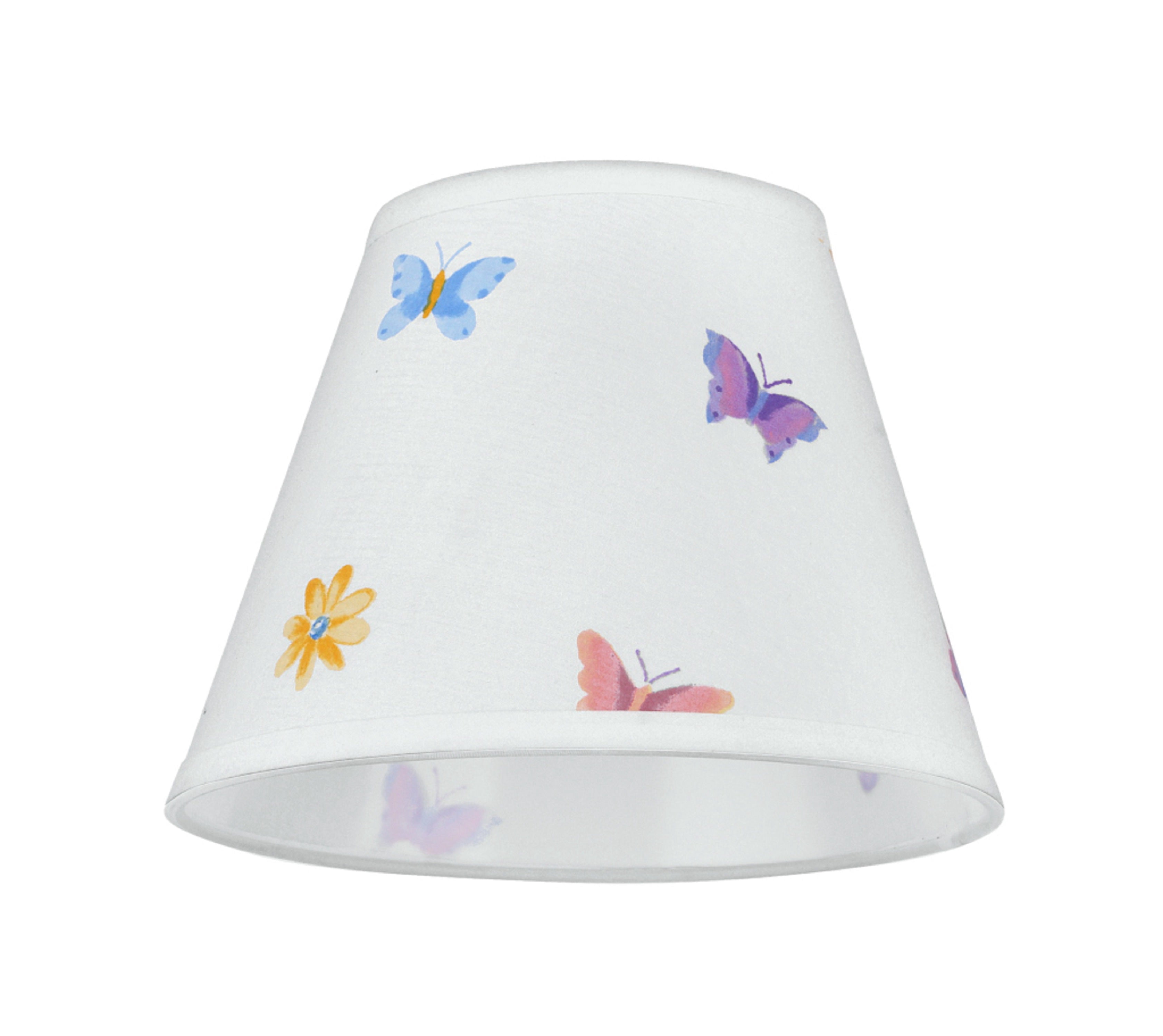 Aspen Creative 32417 Transitional Hardback Empire Shape Spider Construction Lamp Shade in White with Butterflies & Flowers, 9" wide (5" x 9" x 7")