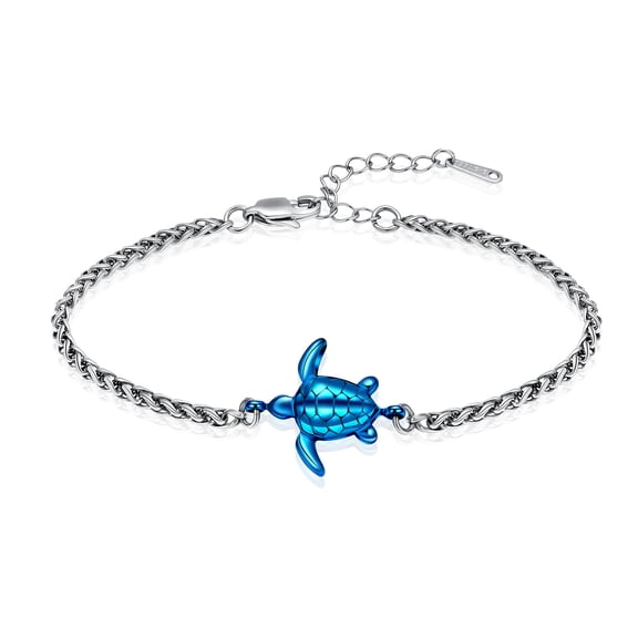 Adjustable Sea Turtle Link Bangle for Loved Ones Cremation Jewelry Urn Bracelet for Ashes Link Chain Bracelet Memorial Ashes Bracelet for Women Men
