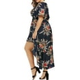 thumbnail image 4 of MYLookk Women Plus Size Summer Floral Print Bohemain V Neck Short Sleeve Irregular Dress, 4 of 4