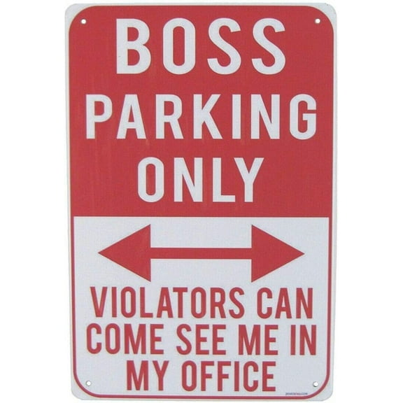 Funny Metal Sign Boss Parking Only Wall Sign Man Cave Garage Office Decor Gag Gift