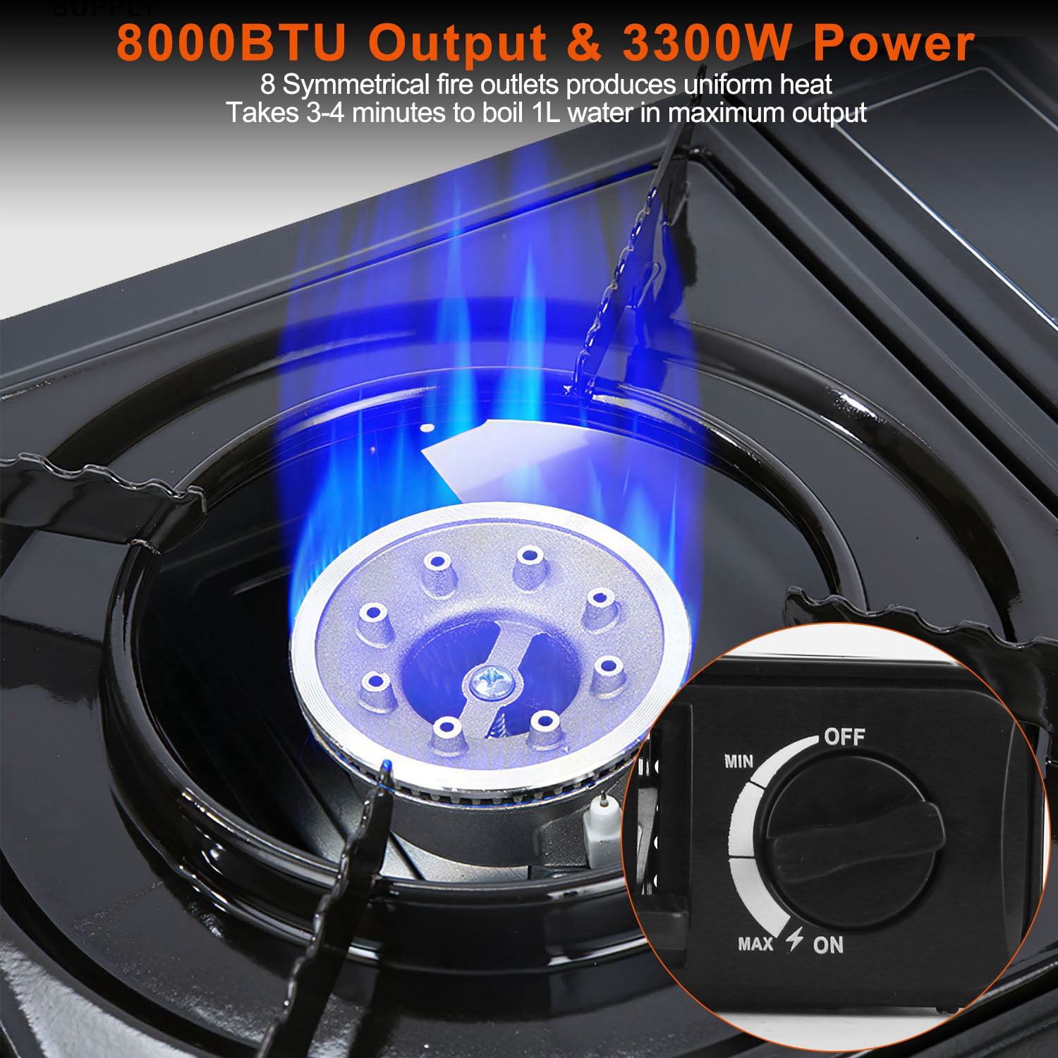 3300W Portable Dual Fuel Gas Stove, Piezo Electric Ignition Butane/Propane Camp Stove with Safety Auto-Eject, Lightweight with Storage Case for Camping, Outdoor Cooking