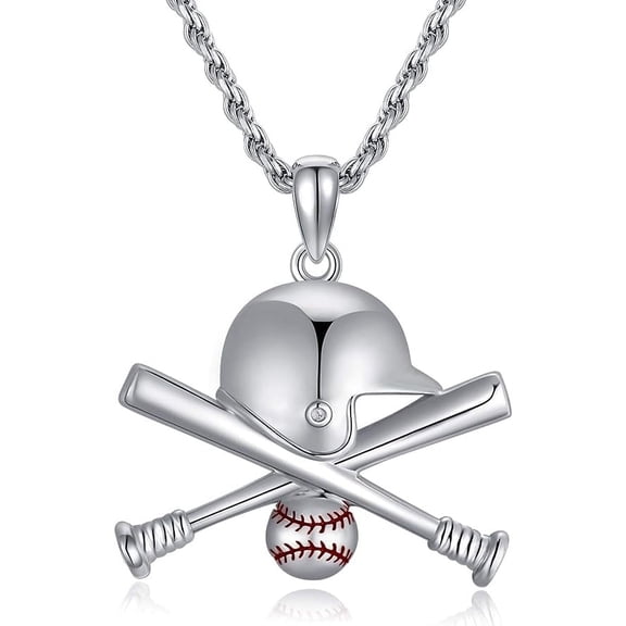 SOULMEET Baseball Necklaces 925 Sterling Silver Softball Pendant Chain Sports Jewelry Gift for Men