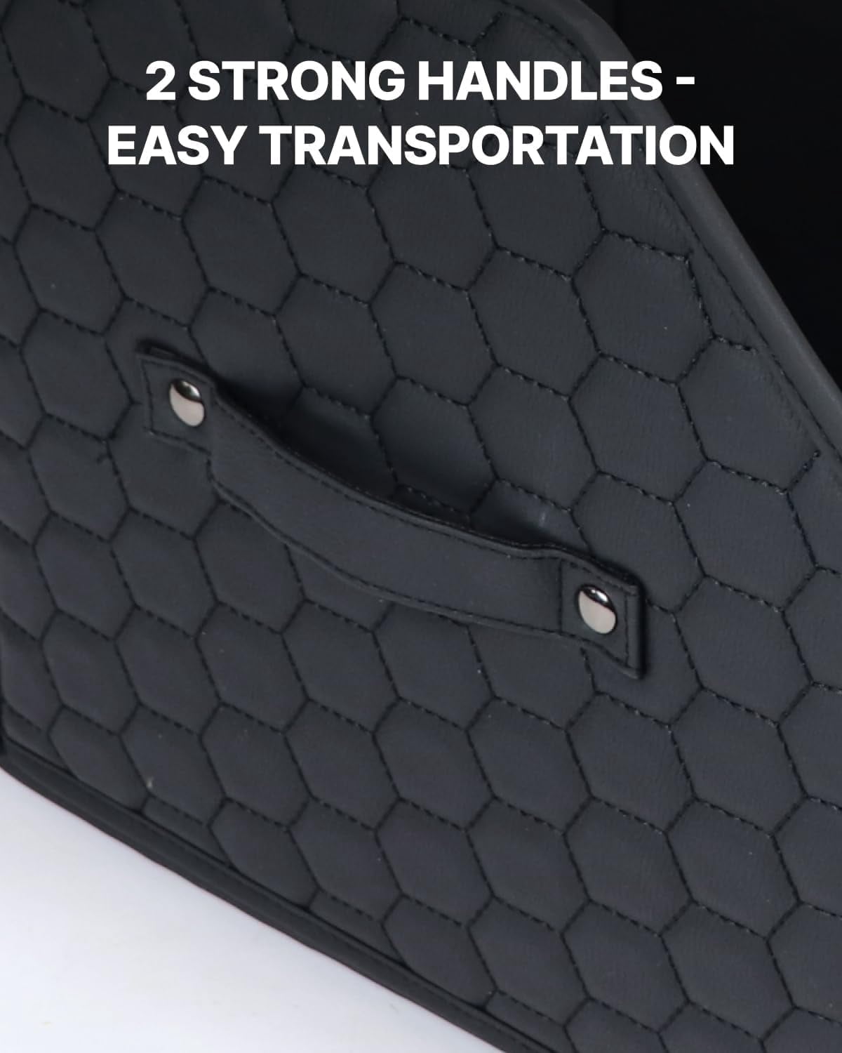 Owleys Trunk Organizer Eco-Leather Foldable Black with Lid 1 Piece 17.7"