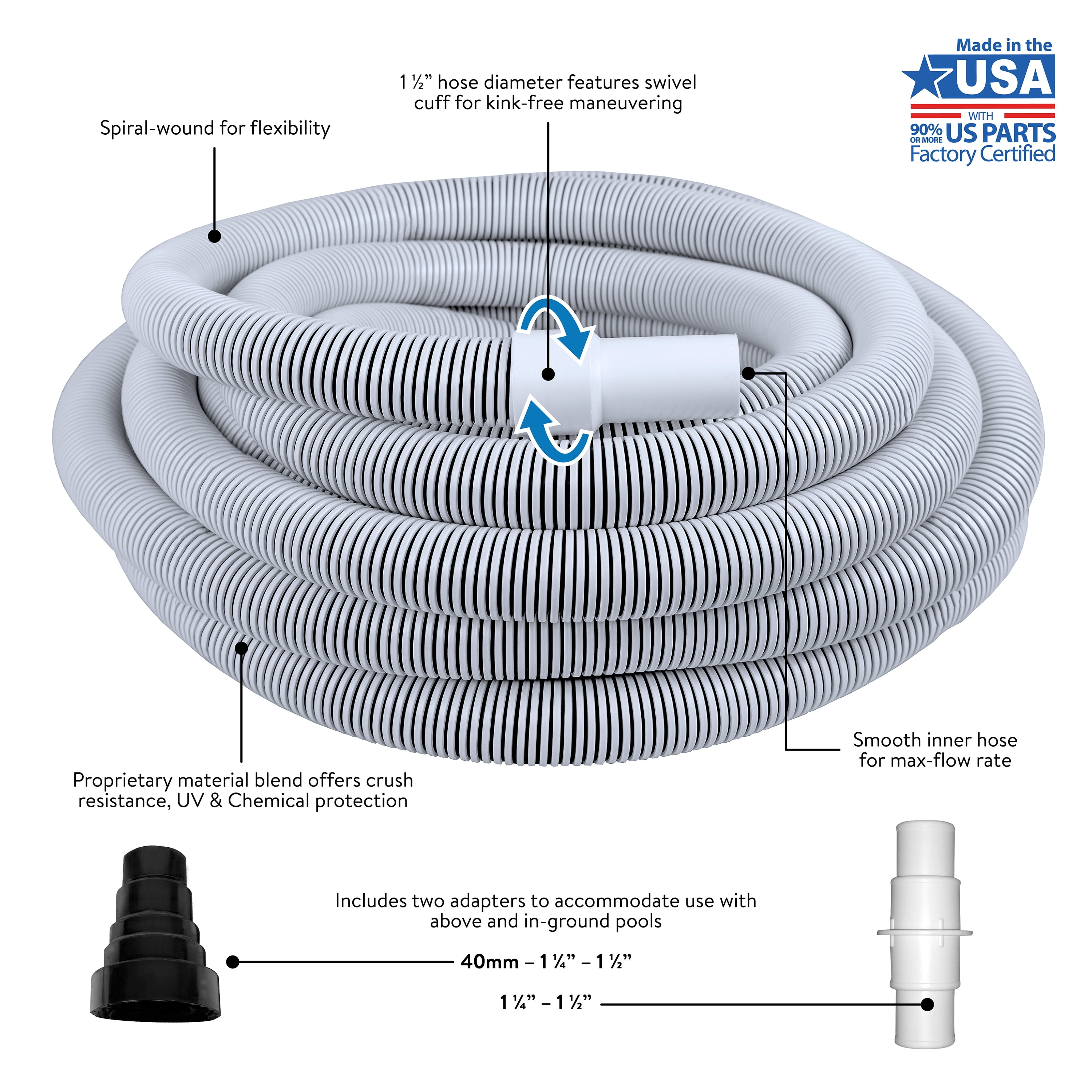Swimming Pool and Spa Vacuum Hose 