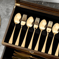 thumbnail image 3 of Fine Silverware Box with Glass Lid, 2-Layer Wooden Silverware Chest with Drawer, 14.5×10.6 Inches Luxury Style Decor Flatware Storage Case for Home&Restaurant (Walnut), 3 of 8