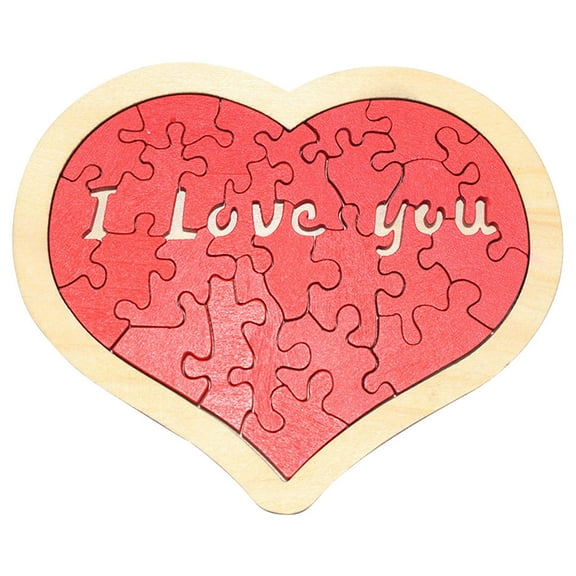 OGITUDE 1 Set Wooden Heart Shaped Jigsaw Puzzle DIY Wooden Heart Puzzles Valentine's Day Gift