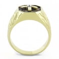thumbnail image 3 of Anillo Color Oro Para Hombres de Acero Inoxidable Cruz con Respaldo Cafe, 3 of 4