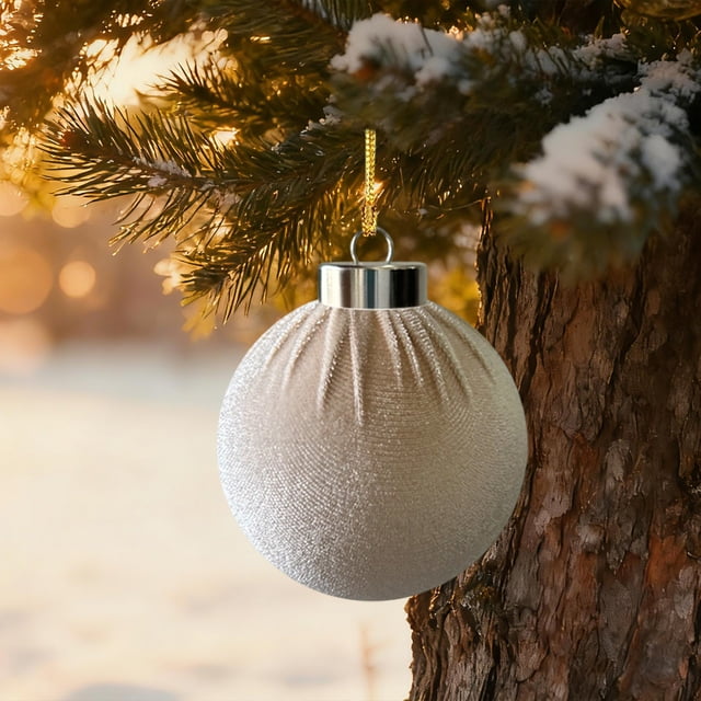 Rapeiae 1pcs Christmas Balls Flocked Christmas Tree 2.4inch Ornaments Plastic Balls Xmas Hanging Ornaments Decoration