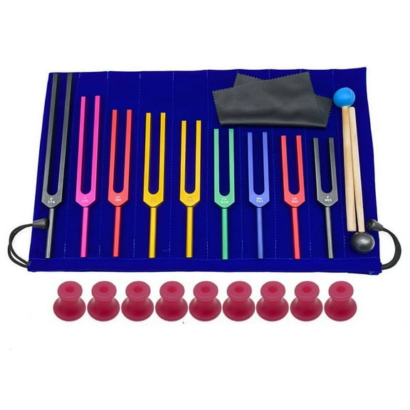 9 Pieces of Colorful Aluminum Alloy Tuning Forks, Tuning Forks for Therapy, Voice Tk5622