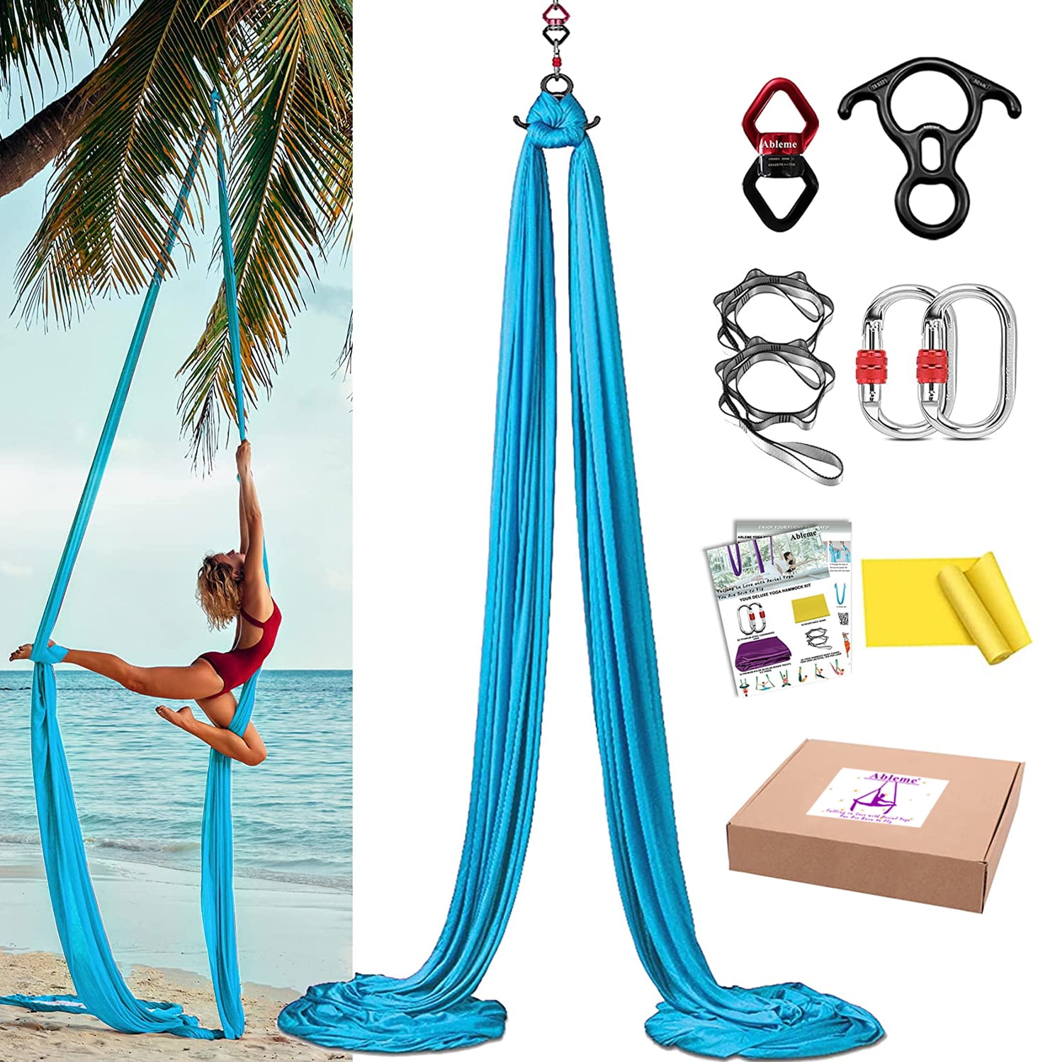 Aerial Silks 9 Yards Yoga Hammock Kit (Low-Stretch) For