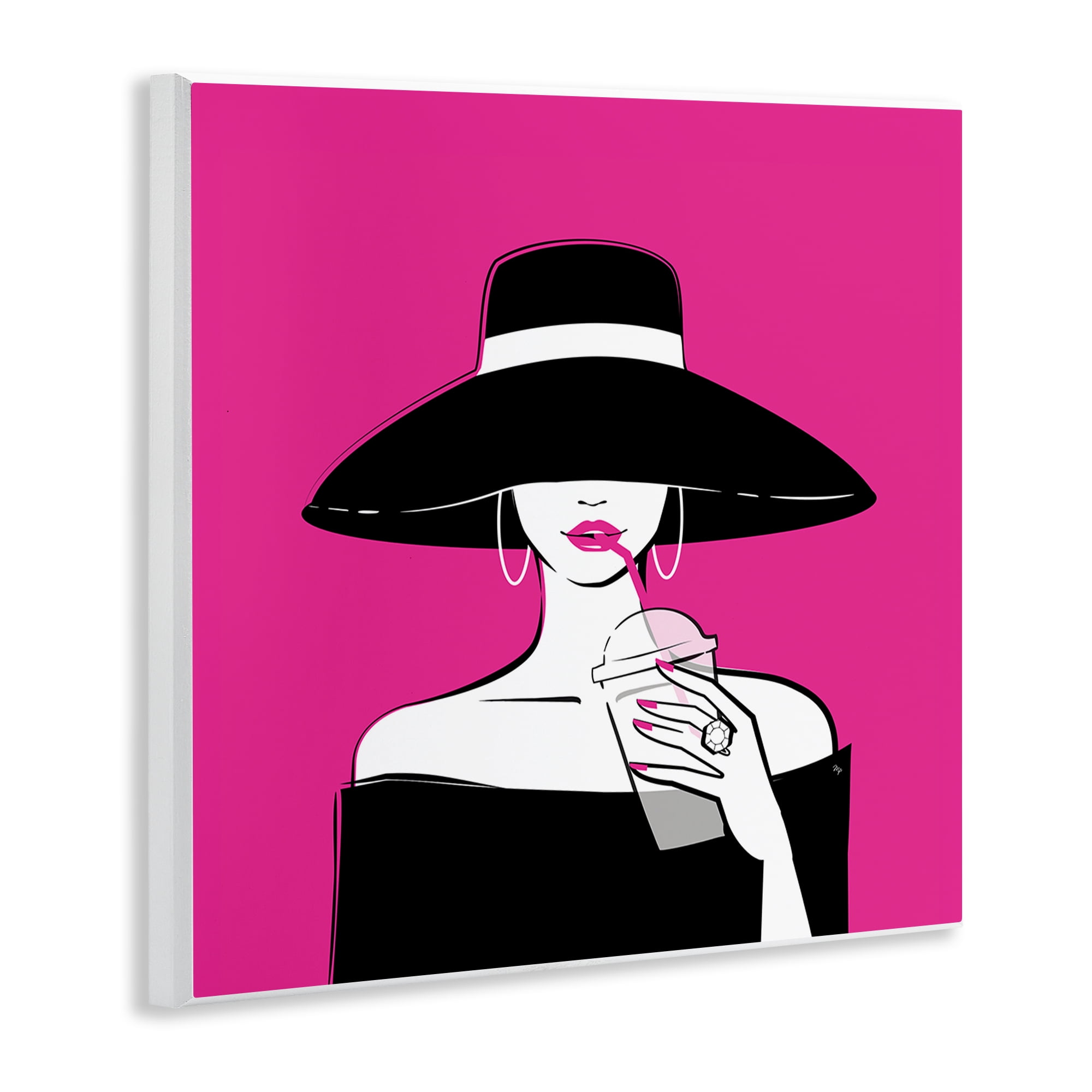 Stupell Industries Black Hat Glamourous Woman Wall Plaque Art, design by Martina Pavlova