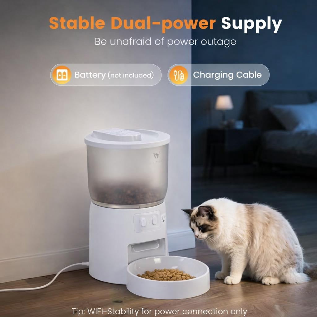 Smart Pet Feeder, 3L Automatic Food Dispenser for Cats, dogs，Small Pets Indoor, Timed and quantitative dry food cat feeder kibble, feeding
