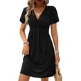 thumbnail image 1 of Vestido Acelit Fashion Trendy 2025 con cuello en V, frente torcido, negro, 1 of 3