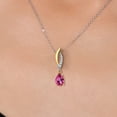 thumbnail image 3 of 925 Silver and 10K Yellow Gold Pure Pink Mystic Topaz and White Lab Grown Diamond Pendant Necklace for Women | 0.85 Cttw | Gemstone November Birthstone | Pear Shape 7X5MM | With 18 inch Chain, 3 of 6