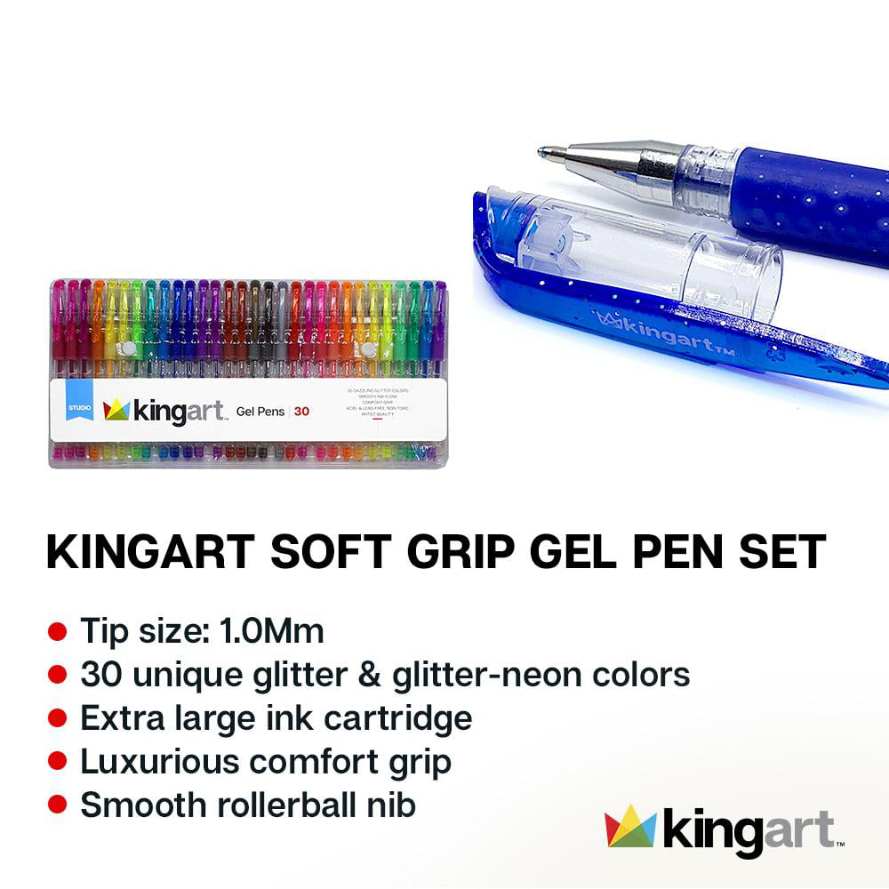 🖊️ Set of 30 KingArt Studio Soft Grip Gel Pens - Assorted…