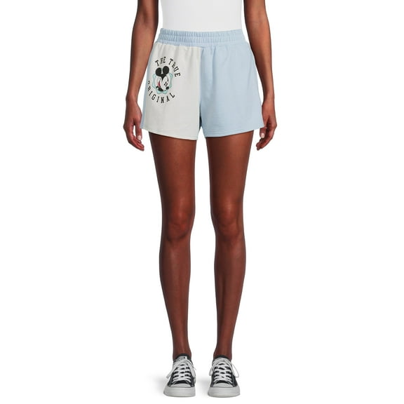Mickey Mouse Juniors’ Graphic Fleece Shorts, 3” Inseam, Sizes XS-3XL