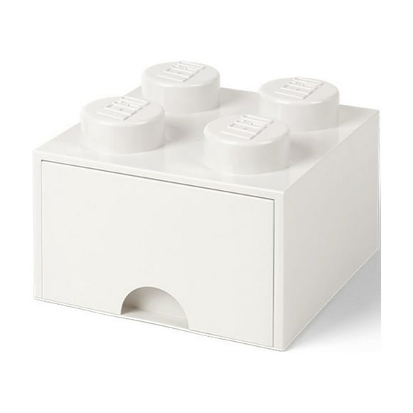LEGO Brick Drawer, 4 Knobs, 1 Drawer, Stackable Storage Box, White