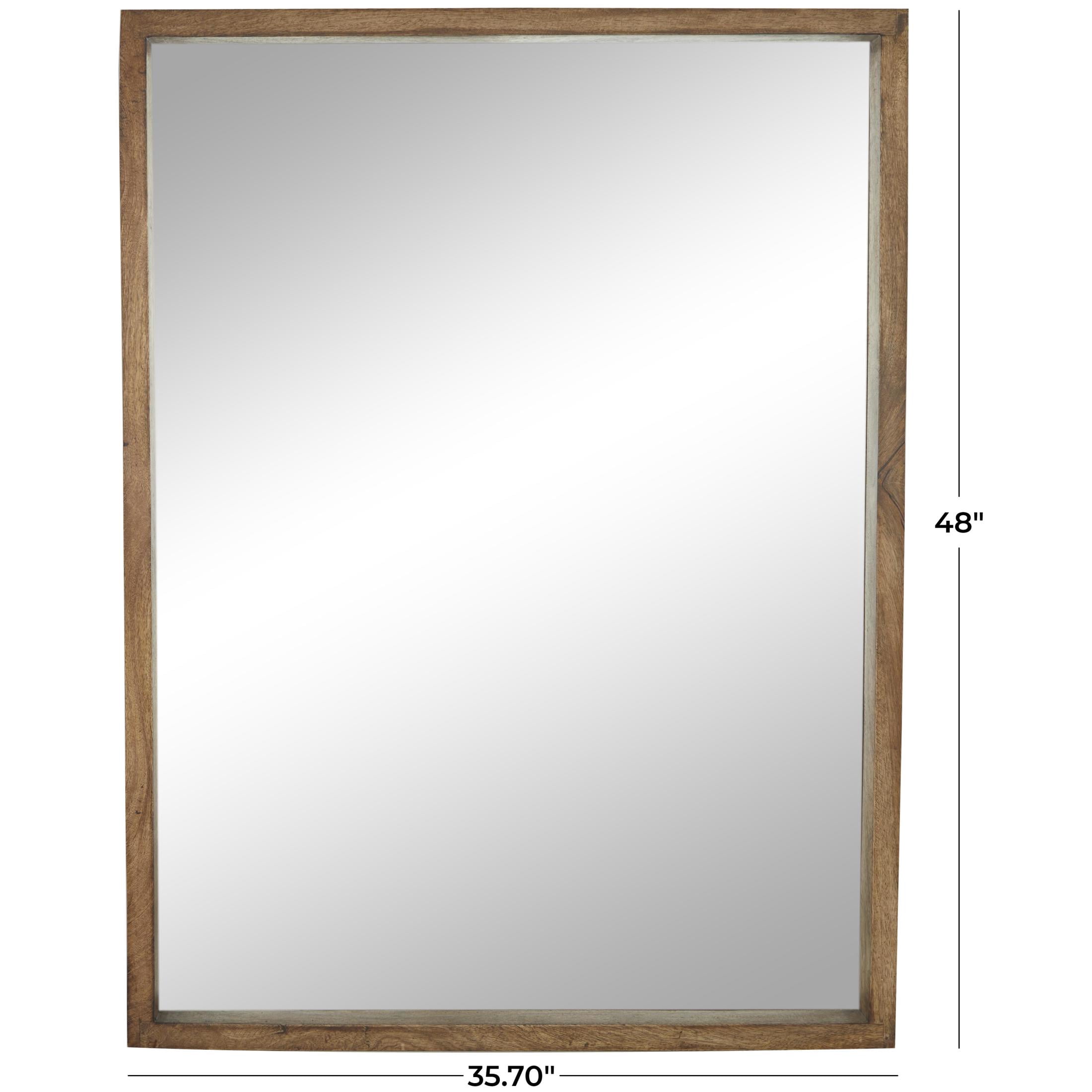DecMode 36" x 48" Brown Wall Mirror with Natural Wood Grain and Deep Set Frame