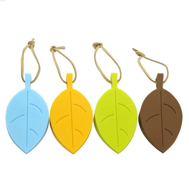 Colorful Silicone Leaves Door Stopper,Cute Leaf Flexible Silicone Window Finger Protector/Door Stops Set with Lanyard for Home