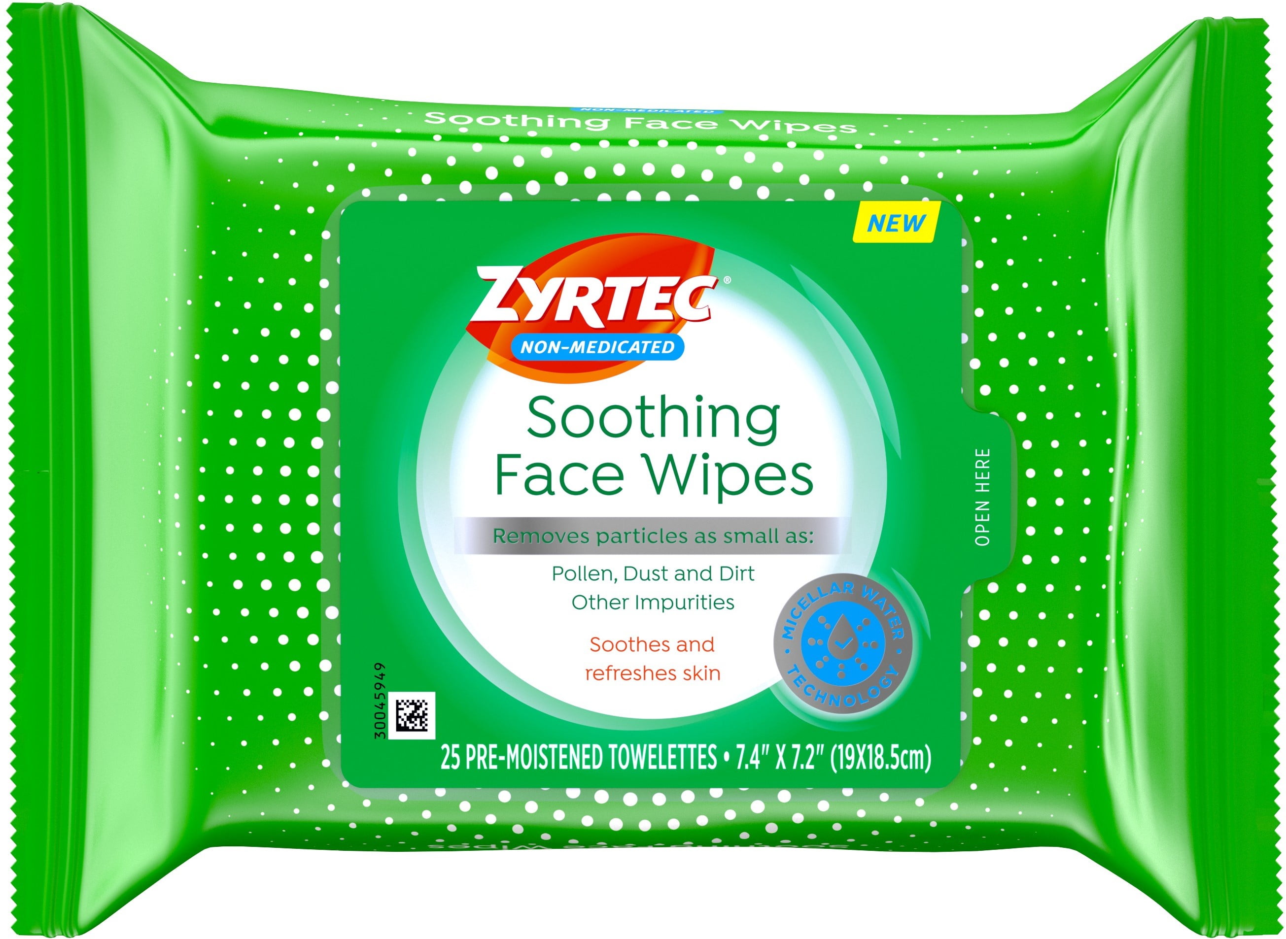 3 Pack - Zyrtec  Soothing Non-Medicated Micellar Water Face Wipes, 25 ct