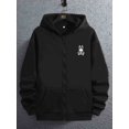 thumbnail image 4 of Impresión De Cráneo De Conejo Abrigo Con Capucha Para Hombres Manga Larga Casual Con Cremallera Completa Chaquetas Con Capucha Para Deportes De Gimnasio Con Cremallera Para Primavera Otoño, 4 of 4