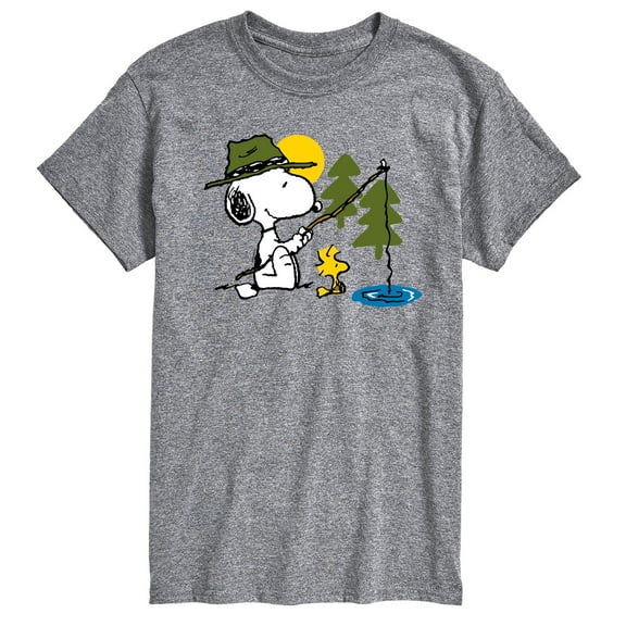 Peanuts - Snoopy Woodstock Fishing - Men's Short Sleeve Graphic T-Shirt