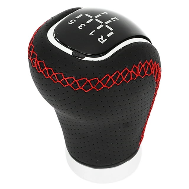 Gear Stick Head, Comfortable Universal Red Stitching Gear Lever Knob Sensitive Artificial Leather with Replaceable Paster for Car