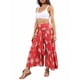 thumbnail image 5 of VISgogo Pantalones casuales de playa para mujer, pantalones anchos de cintura alta con vendaje delantero, S/ M/ L/ XL VISgogo moda, 5 of 8