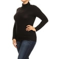 thumbnail image 3 of Women's Plus Size Casual Fitted Long Sleeve Solid Turtleneck Sweater Top, 3 of 5