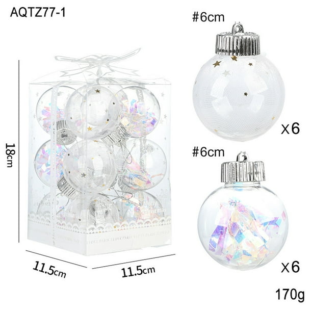 Accesorios colgantes navideños Adornos para árbol de Navidad Cajas de regalo navideñas Bolas de plástico transparente