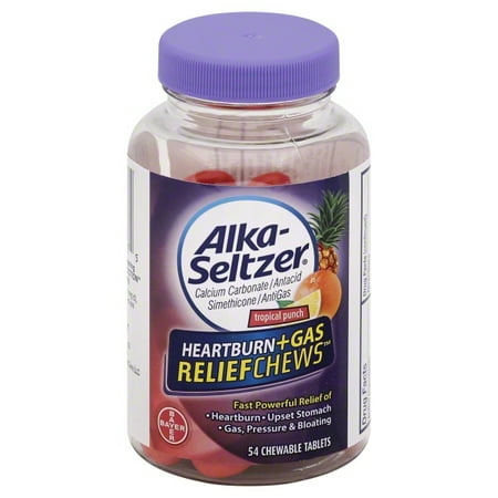 Bayer Alka-Seltzer Heartburn+Gas ReliefChews Tropical Punch Chewable Tablets, 54 count