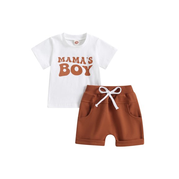 Bagilaanoe 2pcs Toddler Baby Boys Short Pants Set Short Sleeve Letter Print T-shirt Tops   Shorts 6M 12M 18M 24M 3T Kids Casual Summer Outfits