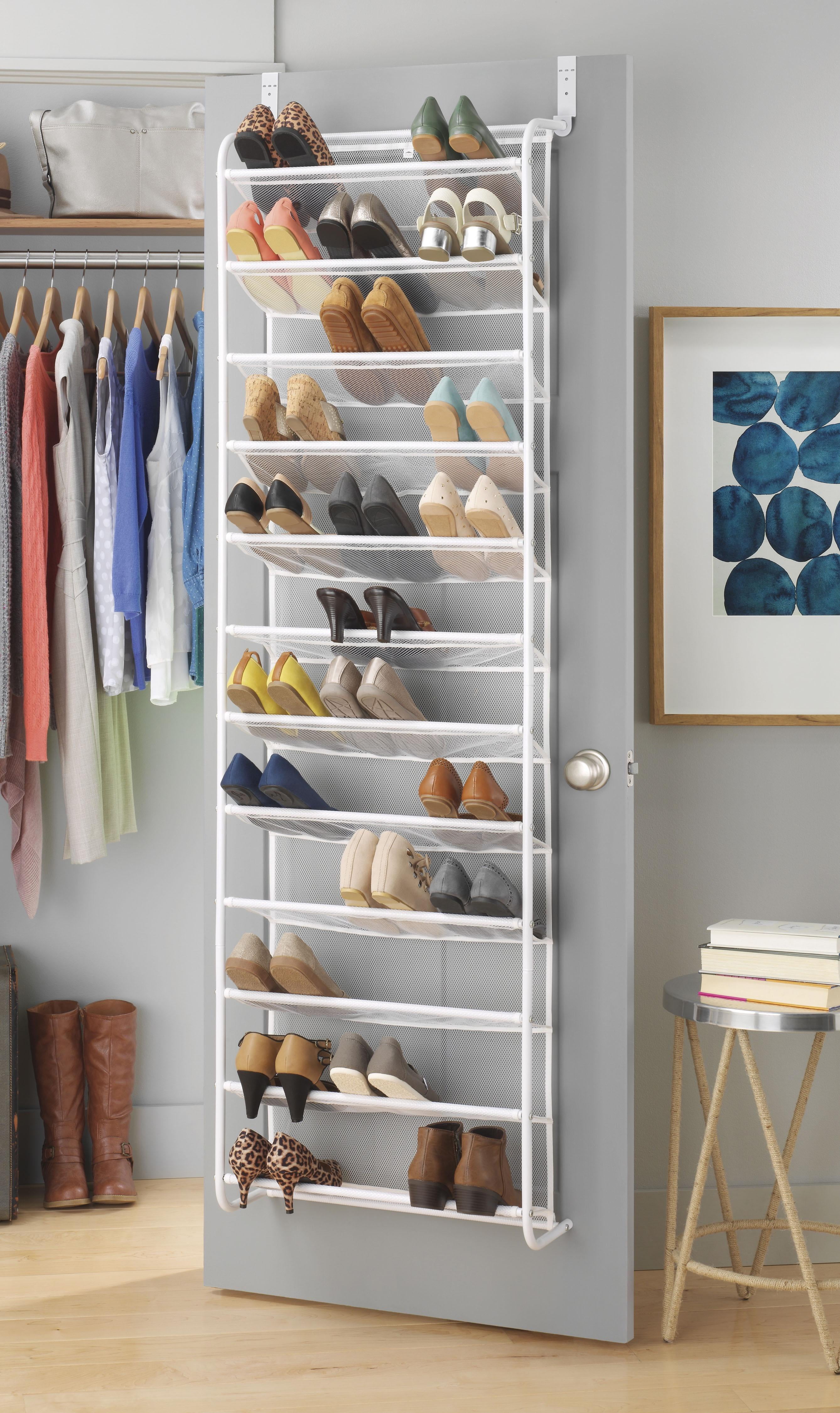 Whitmor 36 Pair Over-the-Door 12 Tier Closet Shoe Rack -White