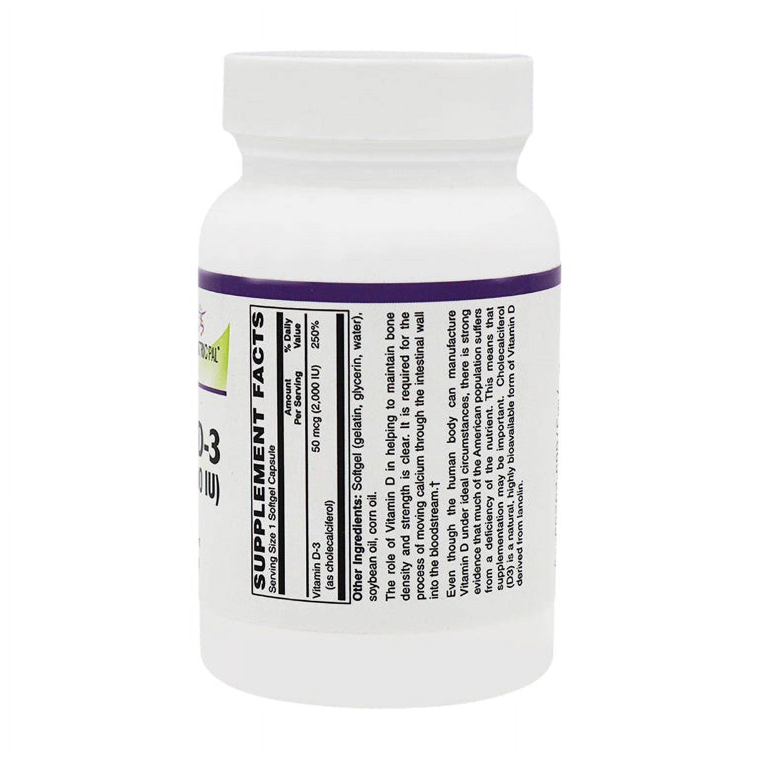 Vitamin D-3 50mcg (2,000 IU) - Easy Swallow Vegetarian Softgels by BariatricPal Size: 250 Count
