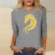 thumbnail image 1 of TaTaai Womens New Year 2026 Print Three Quarter Sleeve Round Neck Casual Top Holiday Celebration Blouse Festival Party Wear Gift, 1 of 5