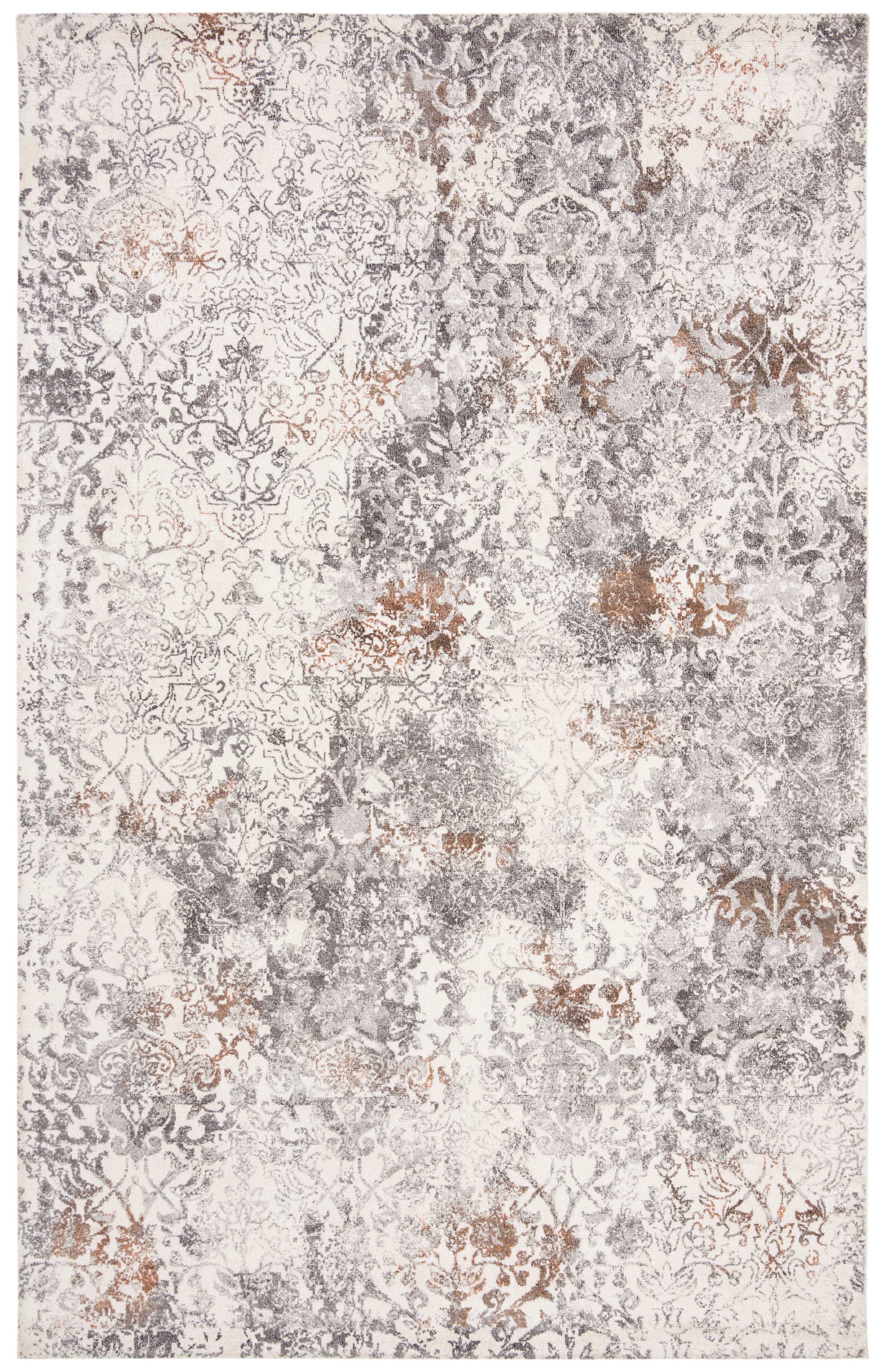 SAFAVIEH Expression Braiden Abstract Area Rug, Ivory/Grey, 6' x 9'