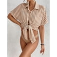 thumbnail image 2 of MOYIKO Swimsuit Coverup for Women Striped Bathing Suit Cover Up Button Down Shirt Beach Cover Ups Summer Outfits, 2 of 7