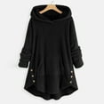 thumbnail image 2 of Inkach Women Fleece Asymmetrical Button Hem Plus Size Hoodie Top Sweater Blouse, 2 of 3