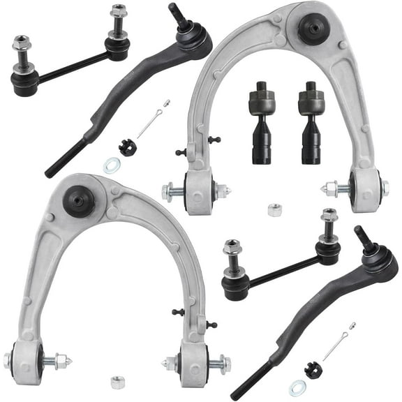 Detroit Axle - AWD 8pc Front End Kit for 2008-2014 Cadillac, 2 Upper Control Arms with Ball Joint 2 Sway Bars 4 Inner Outer Tie Rods 2009 2010 2011 2012 2013 Suspension Replacement