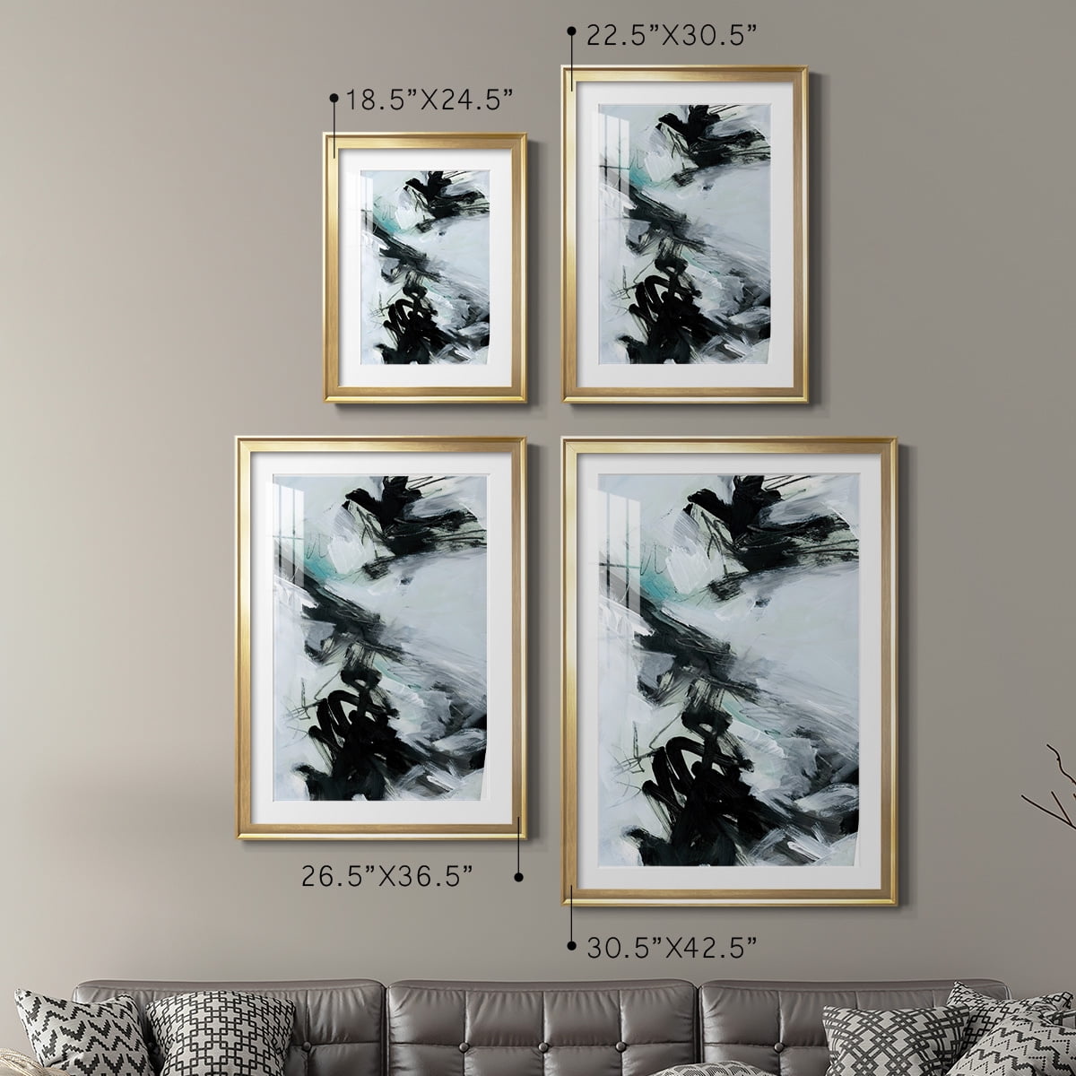 Wexford Home Ocean Current I Premium Framed Print, 18.5" x 24.5" - Ready to Hang, Gold (Set of 2)