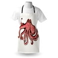 thumbnail image 3 of Octopus Apron Artistic Stylized Image of Octopus Underwater Wildlife Animal Illustration Print, Unisex Kitchen Bib Apron with Adjustable Neck for Cooking Baking Gardening, Red Pink, by Ambesonne, 3 of 3