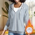 thumbnail image 3 of CaComMARK PI Women's Fleece Lined Zip Up Hoodie Long Sleeve Jacket Lightweight Striped Print Tops with Pockets Blue, 3 of 7