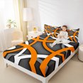 thumbnail image 4 of Manfei Geometric Striped Artistic Full Size Sheets,Abstract Circle Circular Bed Sheets,Orange Gray Black Sheet Sets For Cboys Kids,Breathable Home Decor,4-Piece, 4 of 7