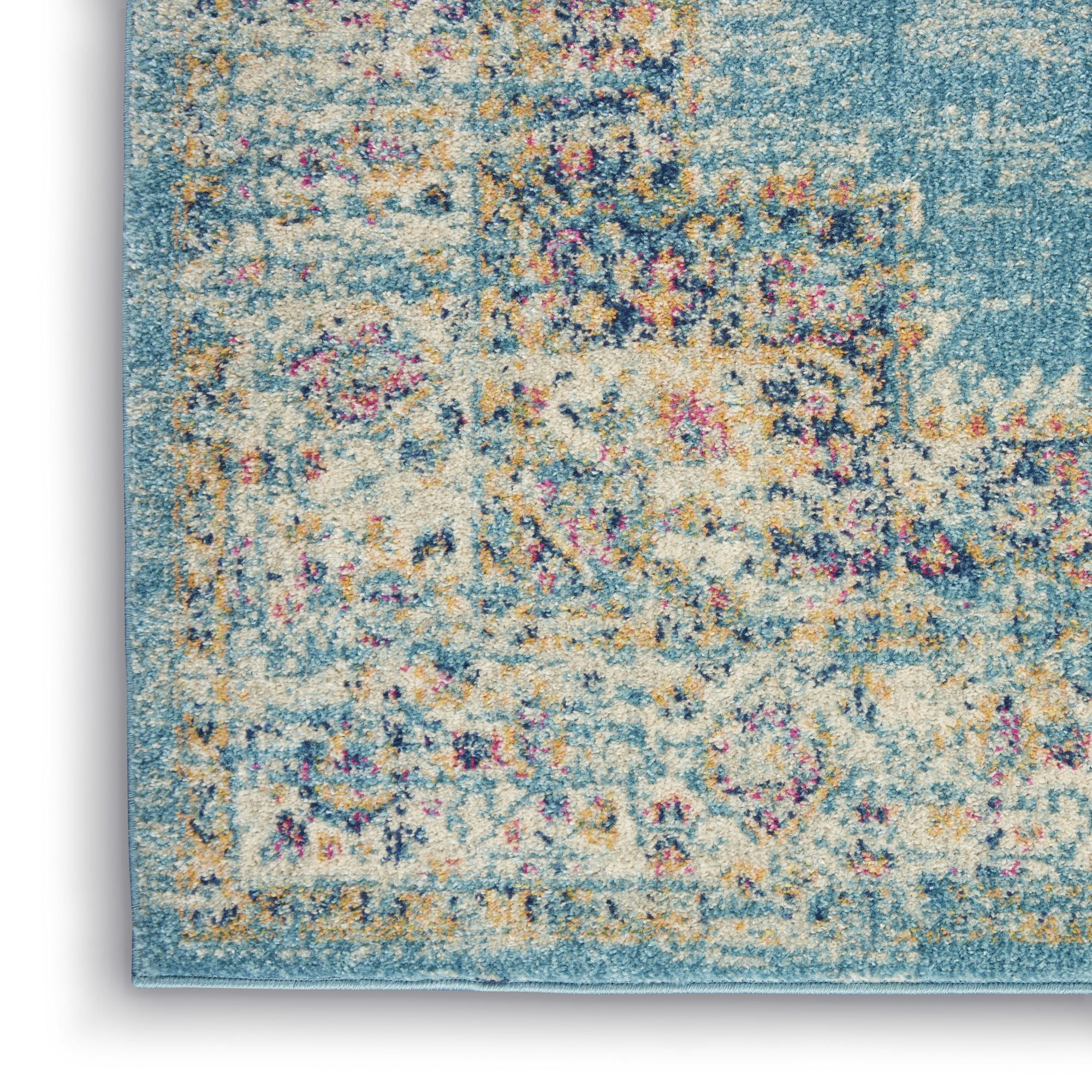 Nourison Passion Medallion Bohemian Indoor Rug Light Blue 1'10" x 6'