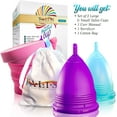 thumbnail image 2 of Talisi Menstrual Cups - Soft Reusable Period Cup - Menstruation Feminine Hygiene Products with Silicone Collapsible Sterilizing Cup - Regular and Heavy Flow - Large and Small Cup Menstrual, 2 of 9